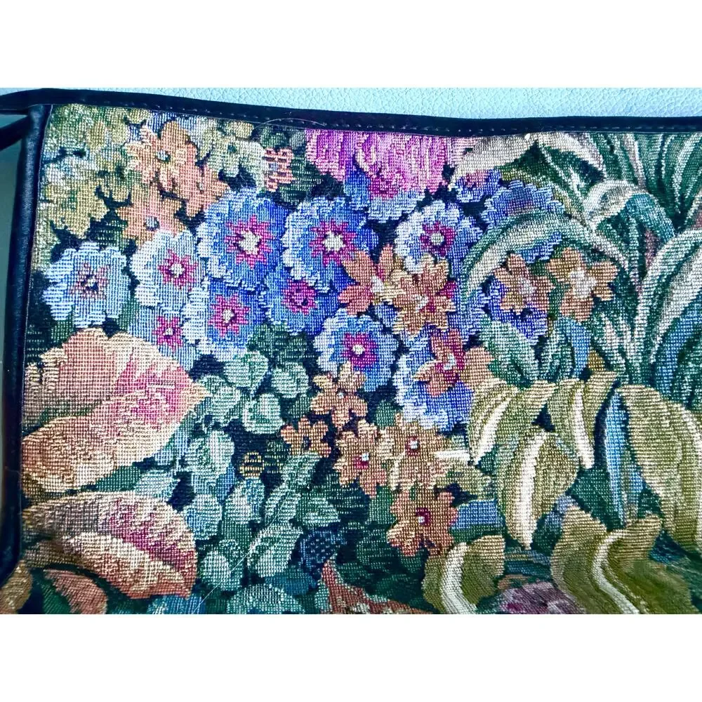 Vintage Victoria's Secret Floral Tapestry Makeup Bag 90s Y2K Travel Clutch